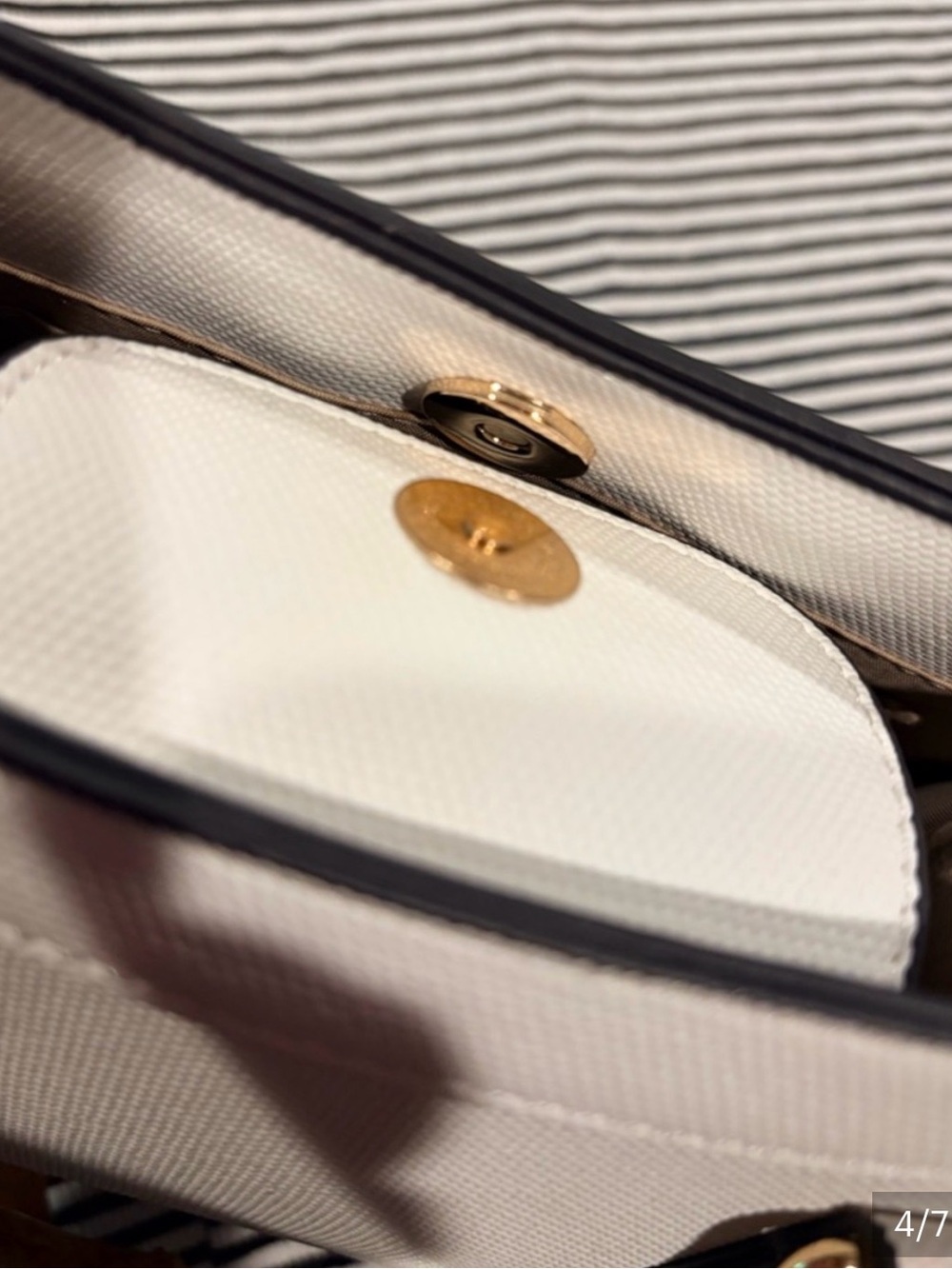 Cato Cream Satchel with Bamboo-Style Handles - Picture 3 of 5
